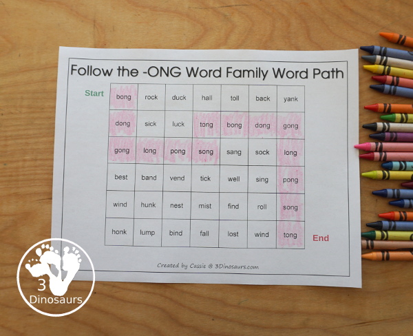 Free CVCC Word Family Word Path: -ANG, -ING, -ONG, - UNG you follow the word ending and read the CVCC words as you go through the word path. - 3Dinosaurs.com