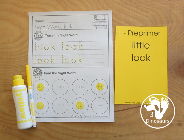 Free Dolch Preprimer Sight Word Wall Cards with each wall cards having all the words that start with that letter with 20 wall cards for kids - 3Dinosaurs.com