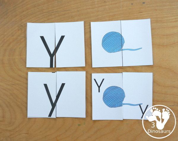Free Romping & Roaring Y Pack Letter Pack: Y is for yarn - a letter Y pack that has prewriting, finding letters, tracing letters, coloring pages, shapes, puzzles and more - 3Dinosaurs.com