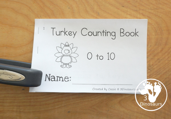 Free Turkey Number Word Counting Book Printable - how to sample the book togehther - 3Dinosaurs.com