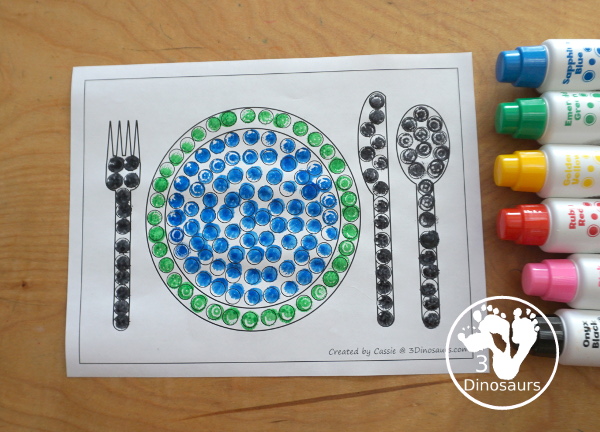 Free Placemat Fine Motor Mat Printables - with three fine motor mats: placemat template printable, placemat tracing and placemat cotton swab printables- 3Dinosaurs.com