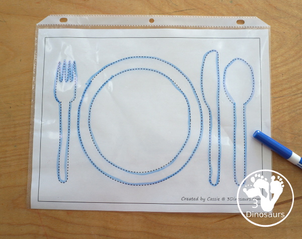Free Placemat Fine Motor Mat Printables - with three fine motor mats: placemat template printable, placemat tracing and placemat cotton swab printables- 3Dinosaurs.com