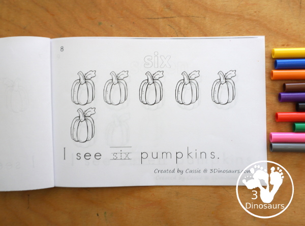 Free Pumpkin Number Word Counting Book Printable - with numbers from - to 10 for tracing, coloring and counting pumpkins- 3Dinosaurs.com