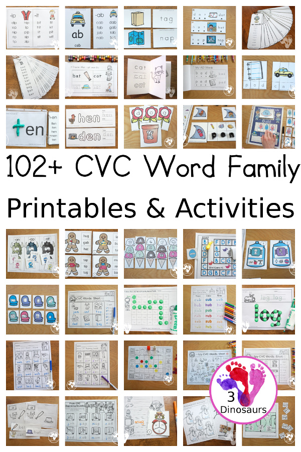 CVC Activities & Printables - 3Dinosaurs.com