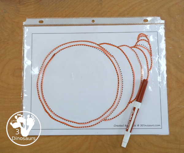 Free Cornucopia Fine Motor Mat Printables - you have five pages of printables with cornucopia templates, a cornucopia tracing page, a cornucopia dot marker page, and a cornucopia q-tip page. A fun Thanksgiving fine motor mat for kids. - 3Dinosaurs.com