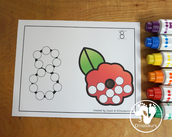 Poppy Dot the Number & Counting:  - Numbers 0 to 20 with dot marker numbers and dots on the poppy to count. - 3Dinosaurs.com