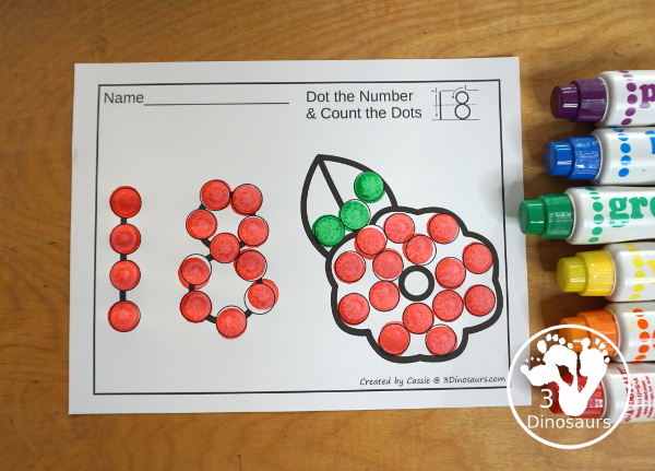 Poppy Dot the Number & Counting:  - Numbers 0 to 20 with dot marker numbers and dots on the poppy to count. - 3Dinosaurs.com