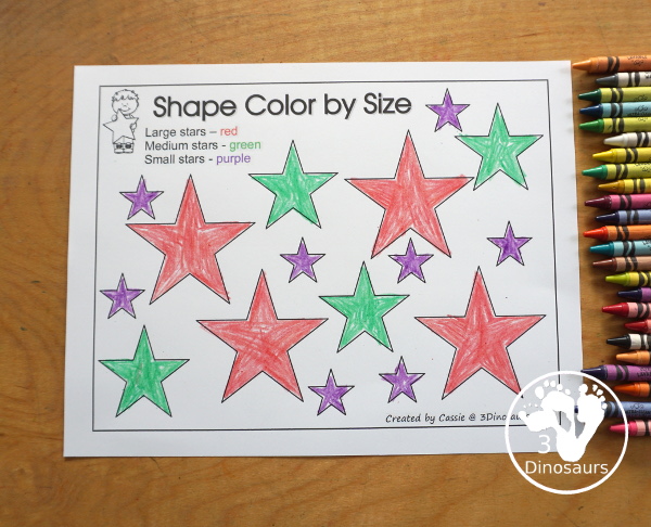 Free Romping & Roaring Star Pack - a free 10 page shape pack for kids to use to learn their shape with tracing, coloring, dot markers and more. - 3Dinosaurs.com