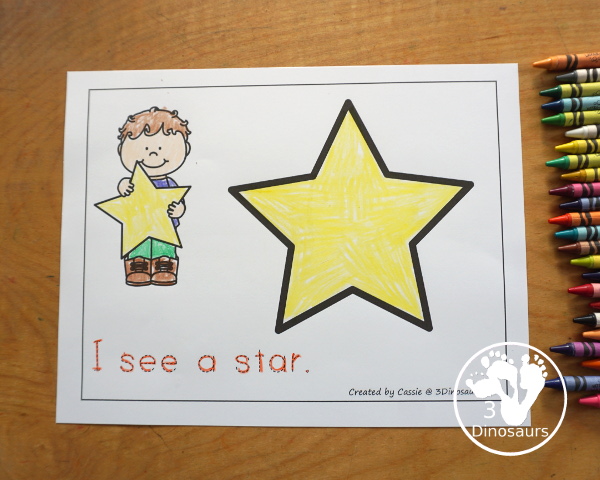 Free Romping & Roaring Star Pack - a free 10 page shape pack for kids to use to learn their shape with tracing, coloring, dot markers and more. - 3Dinosaurs.com