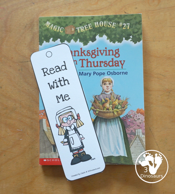 Free Thanksgiving Bookmarks - 8 bookmarks to use during Thanksgiving and with fun sayings for figures. Great for kids in first grade, second grade and third grade. - 3Dinosaurs.com