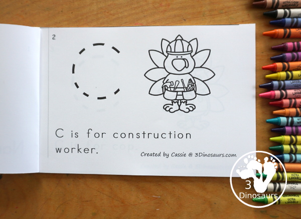 Free Turkey ABC Easy Reader Book Printable - a fun 14 page turkey easy reader book for kids with tracing letters and simple sentences for kids in prek and kindergarten who are working on letters. - 3Dinosaurs.com