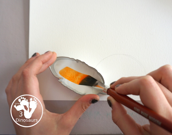 Turkey Feather Watercolor Painting for Kids - a fun turkey craft made with a cookie cutter feather and construction paper. A fun watercolor painting idea with feathers for a Thanksgiving craft for kids in preschool, prek, and kindergarten. 3Dinosaurs.co