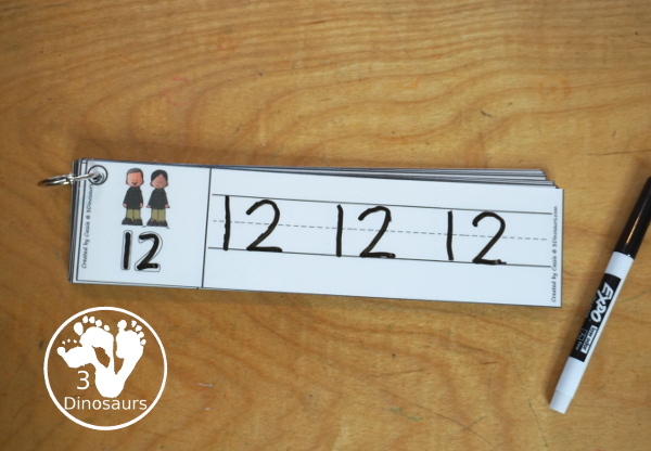 Free Veteran's Day Number Tracing Strips - with numbers 0 to 20. You can trace the numbers and an example of how to trace the numbers on the strips, plus a military theme on each tracing strip. - 3Dinosaurs.com