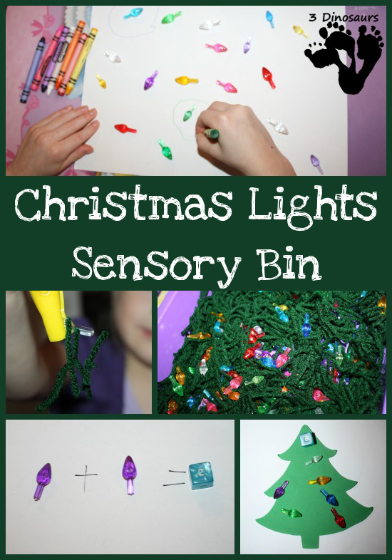 Christmas Light Sensory Bin - 3Dinosaurs.com