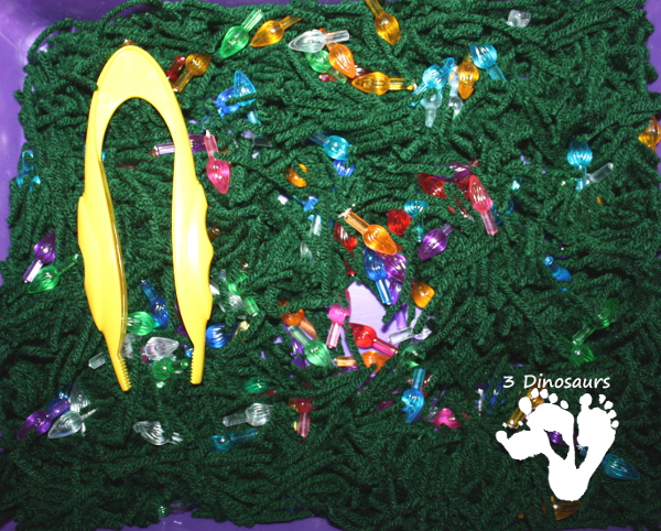 Christmas Light Sensory Bin - 3Dinosaurs.com