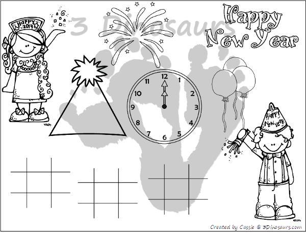 Free New Years Eve Placemats - 4 different placemats to pick from - 3Dinosaurs.com