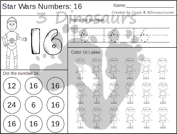 Free Star Wars Themed Numbers - with numbers 1 to 31 - 3Dinosaurs.com