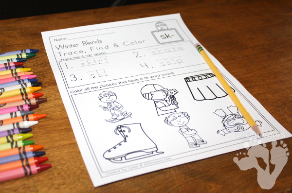 FREE Fun No-Prep Winter Learning with Blends: for beginning blends: sc, sk, sn, st - 3Dinosaurs.com