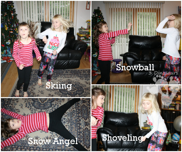 FREE Snowy Winter Gross Motor Dice for Indoor Fun - 6 winter movements on a dice with a speed dice. - 3Dinosaurs.com