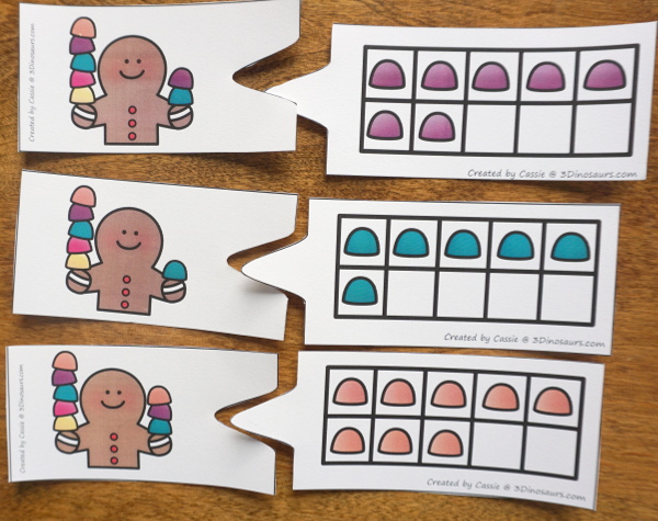 Christmas Themed Number Set 1 to 10 - with clip cards, puzzles, no-prep worksheets, easy reader books, playdough mats and more $ - 3Dinosaurs.com #printablesforkids #Christmas #christmasprintables #tpt #teacherspayteachers