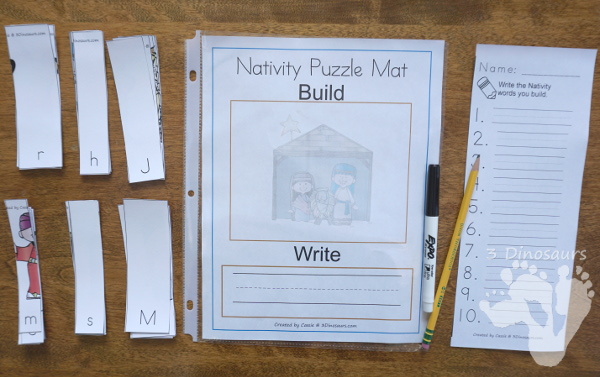 Free Nativity Themed Word Puzzles - 8 different Nativity themed word puzzles - 3Dinosaurs.com #freeprintable #nativity #christmasprintables #writingforkids