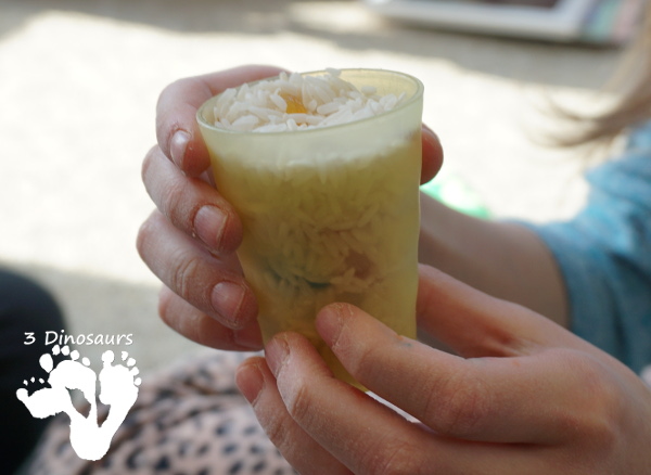 Christmas Lights & Rice Sensory Bin - simple and easy to set up sensor bin for kids to play in and great for sensory play - 3Dinosaurs.com