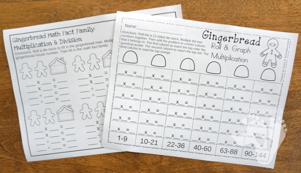 No-Prep Gingerbread Math Printables For Addition & Subtraction - 30 pages in each set with review sheets at the end - 3Dinosaurs.com