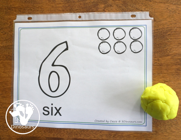 Free Number Playdough Mats: 1 to 20 - simple and easy number playdough mats to use with kids. They have the numerical number and circles to use playdough to make the number and count up to that number. - 3Dinosaurs.com