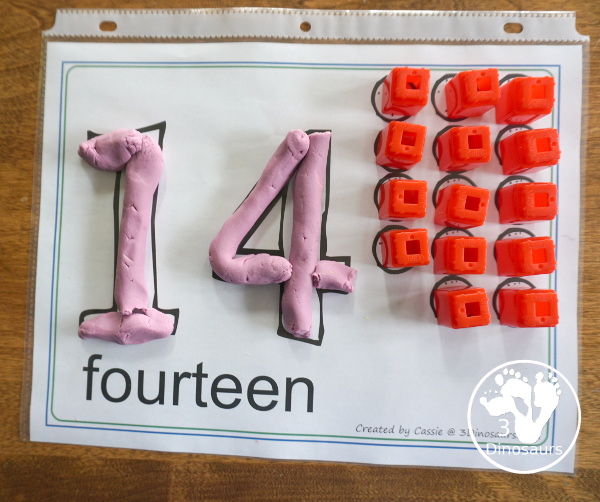 Free Number Playdough Mats: 1 to 20 - simple and easy number playdough mats to use with kids. They have the numerical number and circles to use playdough to make the number and count up to that number. - 3Dinosaurs.com