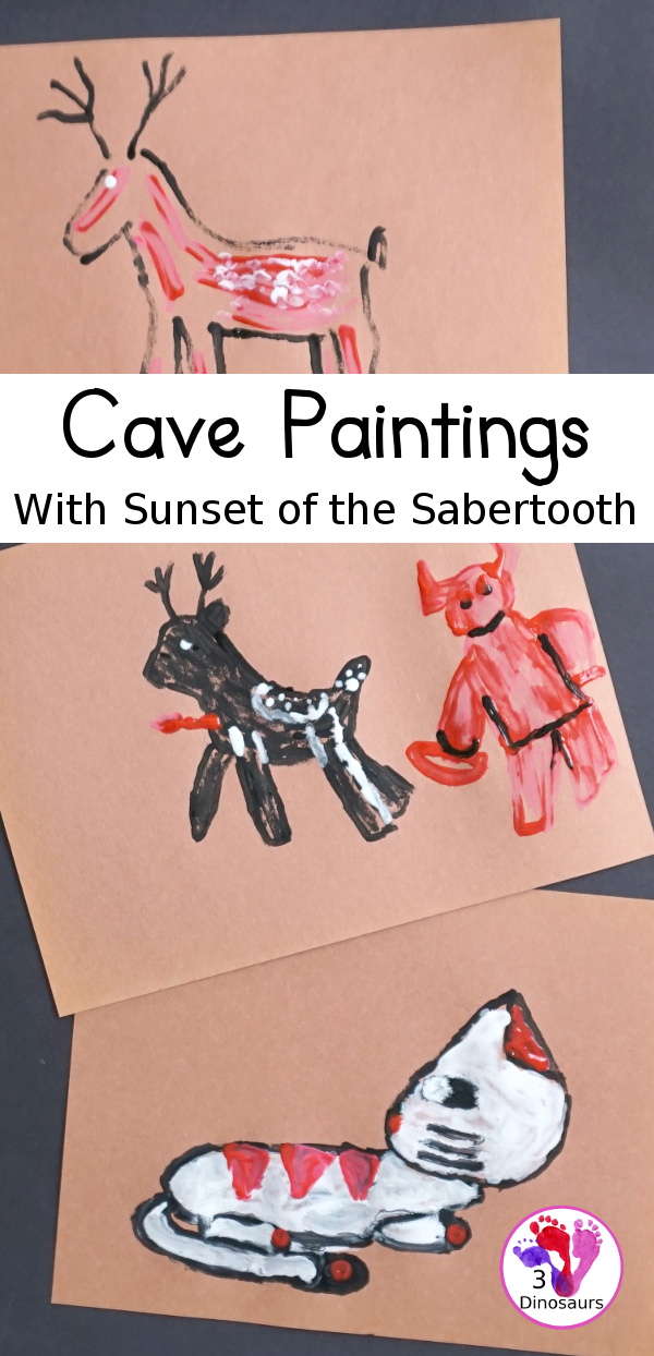 Cave Painting with Sunset of the Sabertooth - a fun history painting activity that you can do with the Magic Tree House Book - 3Dinosaurs.com