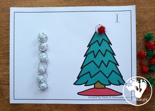 Christmas Tree, Present, and Gingerbread Man Themed Dot Marker Number & Counting - this is a fun counting activity with dot markers that works on numbers 0 to 20 with color or black and white options - 3Dinosaurs.com #christmasactivities #dotmaker #doadot #numbers #counting 