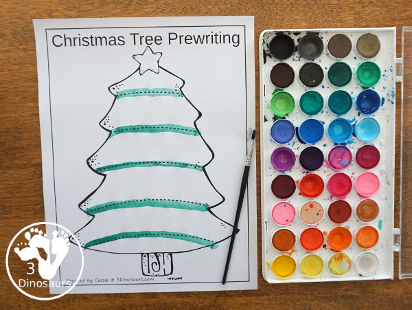 Free Christmas Tree Prewriting - 4 pages of no-prep prewriting with a Christmas Tree theme - 3Dinosaurs.com