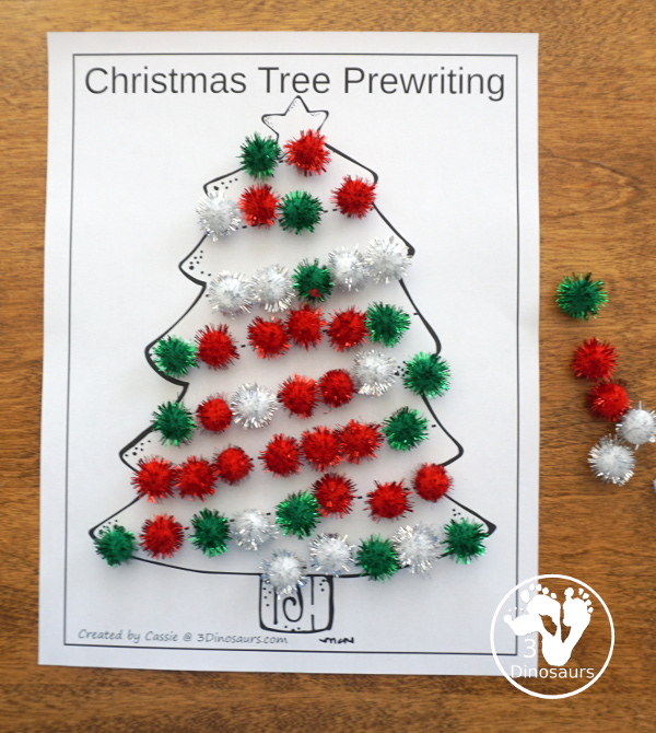 Free Christmas Tree Prewriting - 4 pages of no-prep prewriting with a Christmas Tree theme - 3Dinosaurs.com