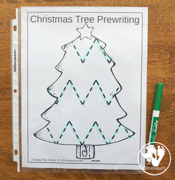 Free Christmas Tree Prewriting - 4 pages of no-prep prewriting with a Christmas Tree theme - 3Dinosaurs.com