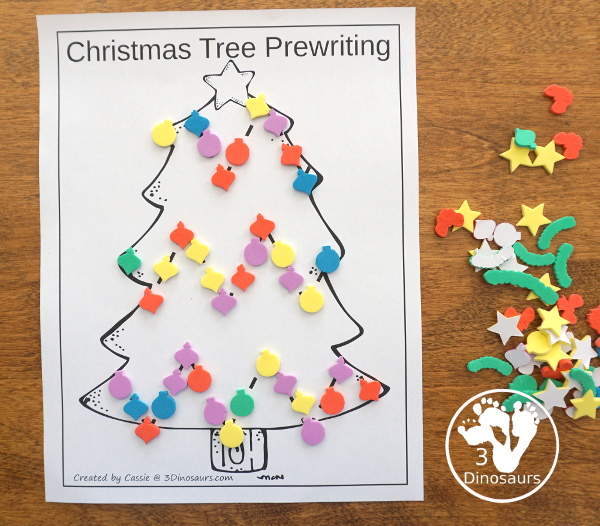 Free Christmas Tree Prewriting - 4 pages of no-prep prewriting with a Christmas Tree theme - 3Dinosaurs.com