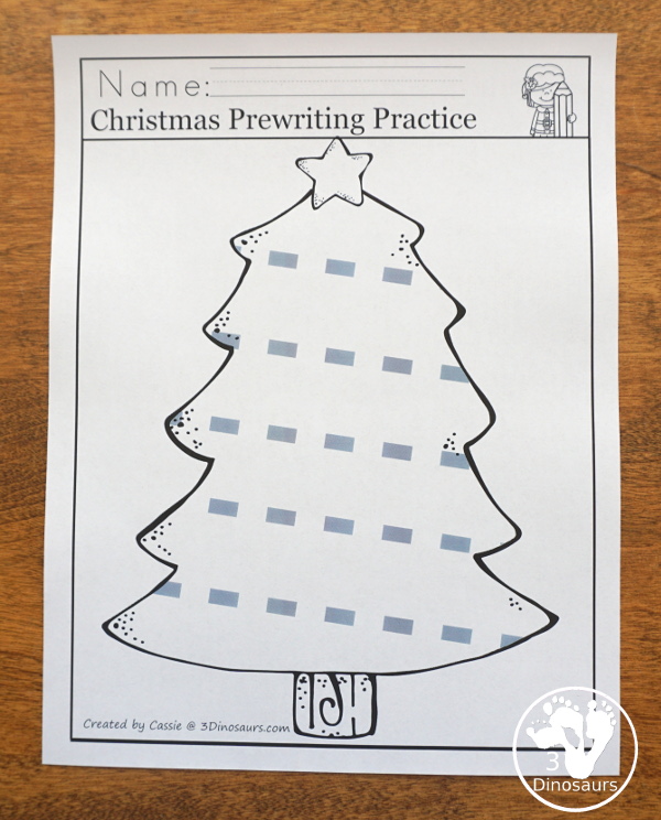 Christmas Prewriting in the Christmas Activity pack - 3Dinosaurs.com