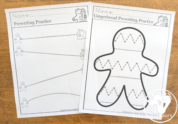 Gingerbread Pack for PreK & Kindergarten - with activities for different ages all-around a Gingerbread Man theme. There is a mix of hands-on and no-prep printables for kids to learn with - 3Dinosaurs.com