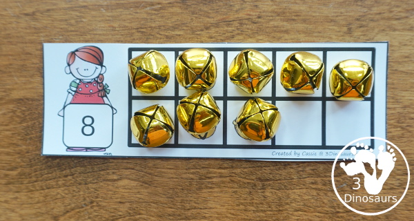 Free Jingle Bells Ten Frame Cards Ten Frame - 2 sets with numbers 1 to 10 with filled out and blank options - 3Dinosaurs.com