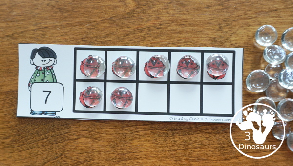 Free Jingle Bells Ten Frame Cards Ten Frame - 2 sets with numbers 1 to 10 with filled out and blank options - 3Dinosaurs.com