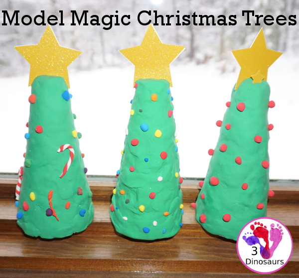 Model Magic Christmas Tree - A fun fine motor Christmas Craft you can do with kids - 3Dinosaurs.com