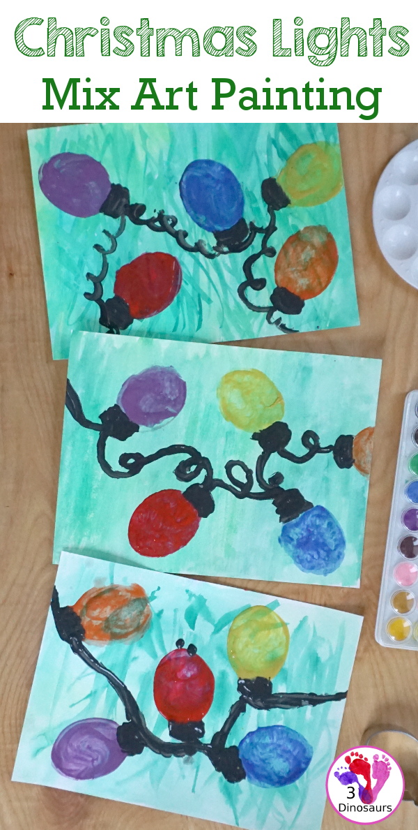 Cookie Cutter: Christmas Lights Painting - super easy way to paint Christmas lights with watercolors and paint - 3Dinosaurs.com  