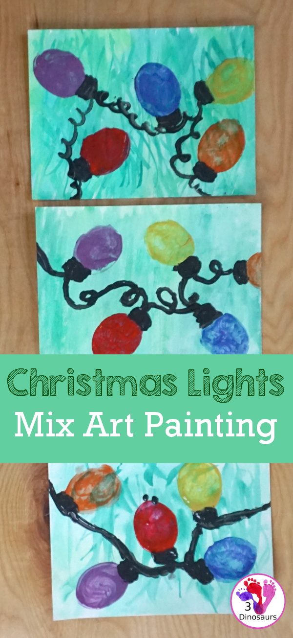 Cookie Cutter: Christmas Lights Painting - super easy way to paint Christmas lights with watercolors and paint - 3Dinosaurs.com  