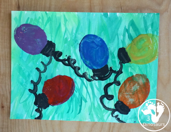 Cookie Cutter: Christmas Lights Painting - super easy way to paint Christmas lights with watercolors and paint - 3Dinosaurs.com  