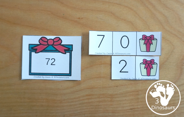 Free Christmas Themed Place Value Arrow Cards - work on building numbers from 0 to 9999 or 9999.99 to 0.99 with these Christmas Themed arrow cards. Plus use task cards to build the numbers. - 3Dinosaurs.com
