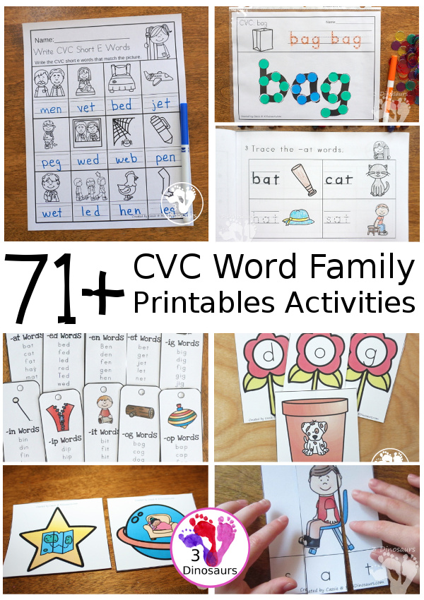 CVC Word Family Activities & Printables on 3Dinosaurs.com