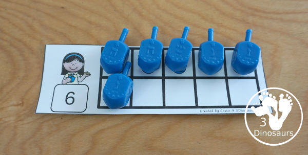 Free Hanukkah Ten Frame Cards - two set with cards to work on numbers from 1 to 10 with cards filled out and blank - 3Dinosaurs.com
