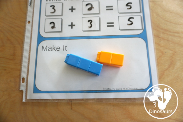 Free Addition Roll & Make Mats - with 10 colors to pick from  with rolling area, writing equation area, and building area. You also have a recording sheet - 3Dinosaurs.com