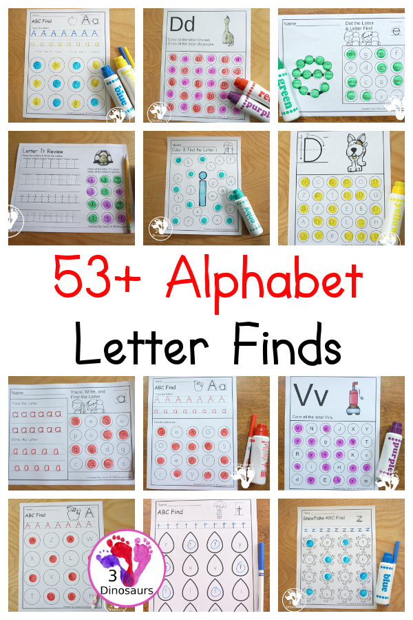 ABC Letter Finds Printables Activities & Printables on 3Dinosaurs.com