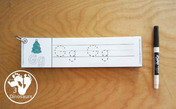 Free Christmas Tree Theme ABC Tracing Strips - with uppercase and lowercase together. You have fun kids with a Christmas Tree plus you can see an example of how to trace the letters - 3Dinosaurs.com