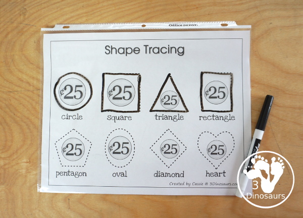 Free Romping & Roaring Q Pack: Letter Q is for Quarter - a letter Q pack that has prewriting, finding letters, tracing letters, coloring pages, shapes, puzzles and more - 3Dinosaurs.com